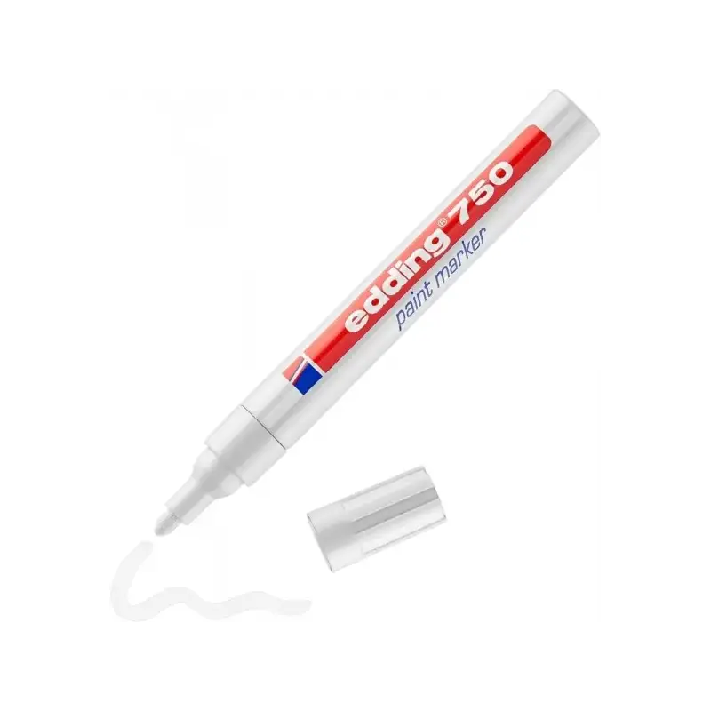 Edding 750 Rotulador Permanente - Punta Redonda - Trazo entre 2 y 4 mm. - Tinta Opaca - Secado Rapido - Color Blanco | Ahorro Im