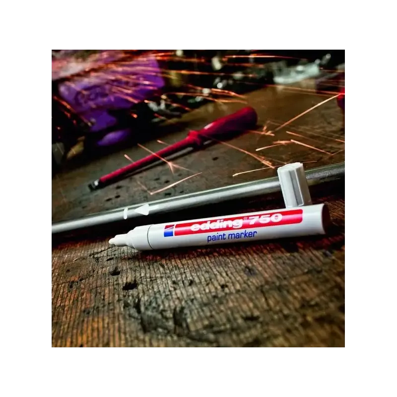 Edding 750 Rotulador Permanente - Punta Redonda - Trazo entre 2 y 4 mm. - Tinta Opaca - Secado Rapido - Color Blanco | Ahorro Im