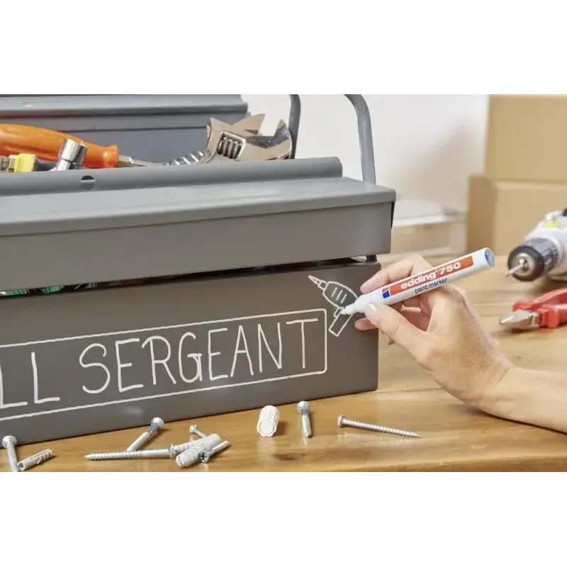 Edding 750 Rotulador Permanente - Punta Redonda - Trazo entre 2 y 4 mm. - Tinta Opaca - Secado Rapido - Color Blanco | Ahorro Im