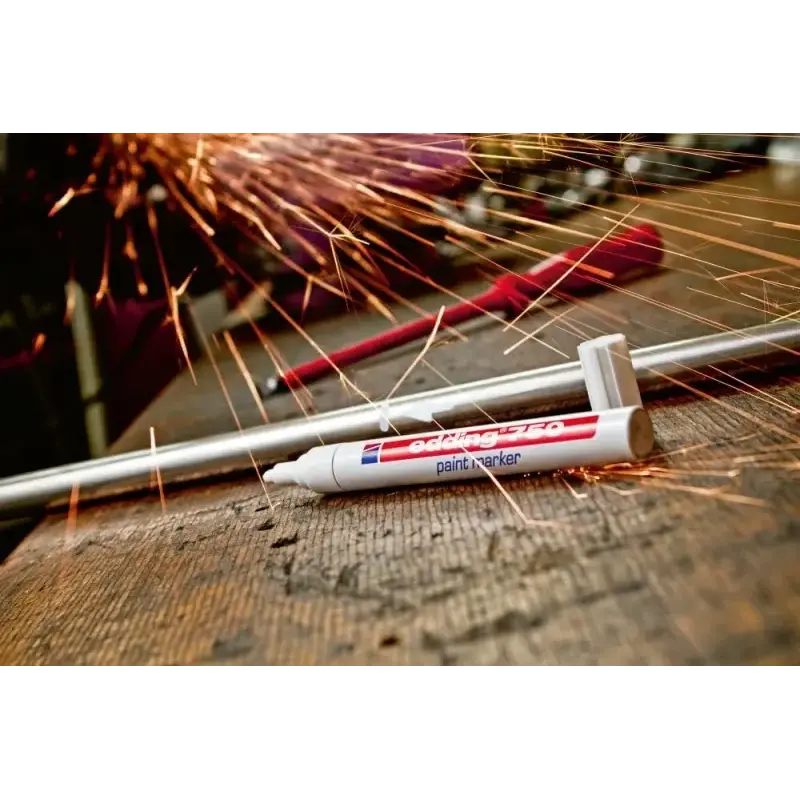 Edding 750 Rotulador Permanente - Punta Redonda - Trazo entre 2 y 4 mm. - Tinta Opaca - Secado Rapido - Color Blanco | Ahorro Im