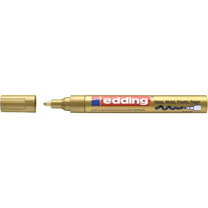 Edding 750 Rotulador Permanente - Punta Redonda - Trazo entre 2 y 4 mm. - Tinta Opaca - Secado Rapido - Color Oro | Ahorro Impri