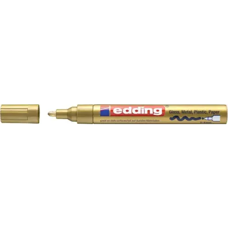 Edding 750 Rotulador Permanente - Punta Redonda - Trazo entre 2 y 4 mm. - Tinta Opaca - Secado Rapido - Color Oro | Ahorro Impri