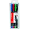 Stabilo OHPen Pack de 4 Rotuladores Permanentes - Punta Fina - Trazo de 0.7mm - Agarre Antideslizante - Tapon Ventilado - Colore