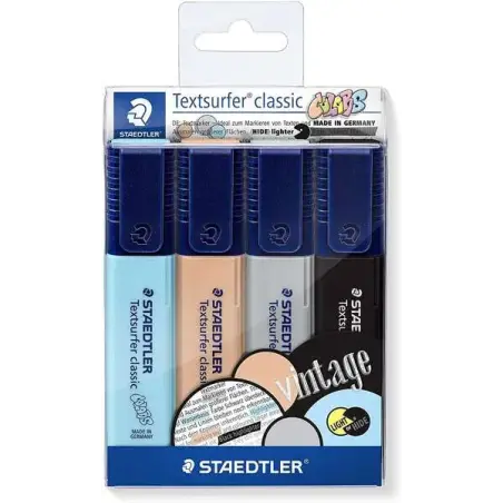 Staedtler Textsurfer Classic 364 Pack de 4 Marcadores Fluorescentes - Secado Rapido - Trazo 1 - 5mm Aprox - Colores Surtidos | A