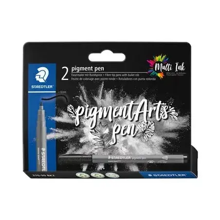 Staedtler 376 Pack de 2 Rotuladores Punta de Fibra Redonda - Ancho de Linea aprox. 1,0mm - Colores Vivos y Brillantes - No Amari