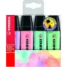Stabilo Boss 70 Pastel Pack de 4 Rotuladores Marcadores Fluorescentes - Trazo entre 2 y 5mm - Recargable - Tinta con Base de Agu