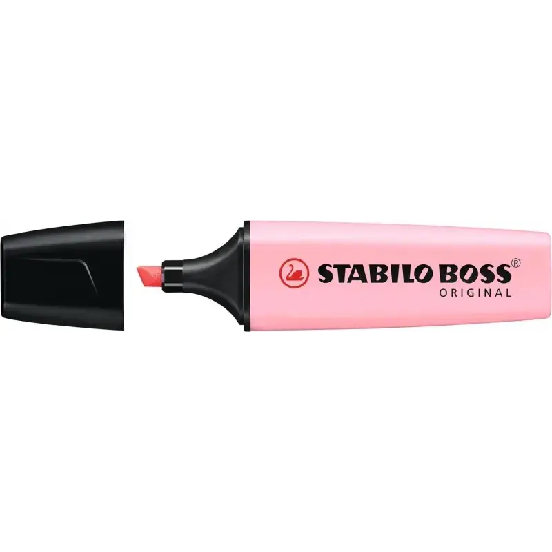 Stabilo Boss 70 Pastel Pack de 4 Rotuladores Marcadores Fluorescentes - Trazo entre 2 y 5mm - Recargable - Tinta con Base de Agu