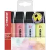 Stabilo Boss 70 Pastel Pack de 4 Marcadores Fluorescentes - Trazo entre 2 y 5mm - Recargable - Tinta con Base de Agua - Colores