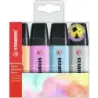 Stabilo Boss 70 Pastel Pack de 4 Marcadores Fluorescentes - Trazo entre 2 y 5mm - Recargable - Tinta con Base de Agua - Colores