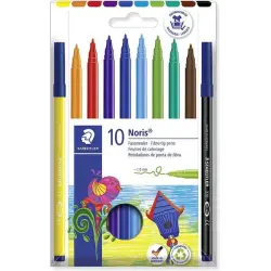 Staedtler 326 Pack de 10 Rotuladores Punta de Fibra - Trazo 1.0mm Aprox - Resistente a la Presion - Tinta a Base de Agua Antisec
