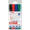 Edding 660 Pack de 4 Rotuladores para Pizarra Blanca - Punta Redonda - Trazo entre 1.5 y 3mm - Recargable - Secado Rapido - Colo