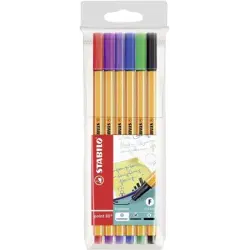 Stabilo Point 88 Pack de 6 Rotuladores de Punta Fina de Fibra - Trazo de 0.4 mm - Tinta con Base de Agua - Colores Surtidos | Ah