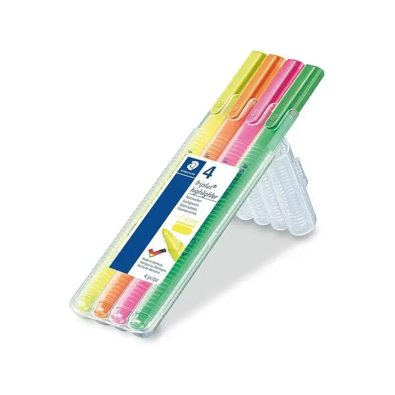 Staedtler Triplus Textsurfer 362 Pack de 4 Marcadores Fluorescentes - Trazo 1 - 4mm Aprox - Tina Base de Agua - Colores Surtidos