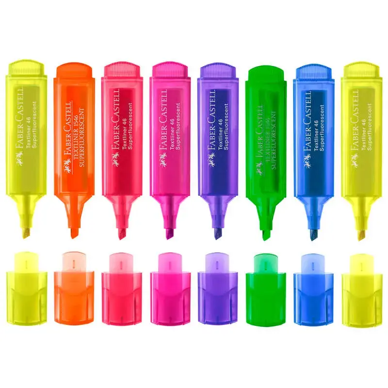 Faber-Castell Textliner 46 Superfluorescente Pack de 8 Marcadores Fluorescentes - Punta Biselada - Trazo entre 1mm y 5mm - Tinta