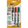 Bic Marking 2300 Ecolutions Pack de 4 Rotuladores Permanentes - Punta Biselada - Tinta con Base de Alcohol - Ecologico - Colores