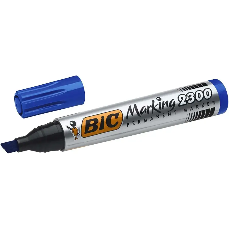 Bic Marking 2300 Ecolutions Pack de 4 Rotuladores Permanentes - Punta Biselada - Tinta con Base de Alcohol - Ecologico - Colores
