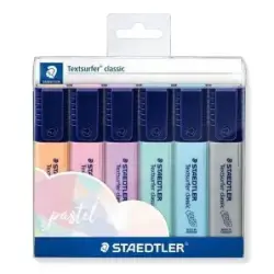 Staedtler Textsurfer Classic 364 Pack de 6 Marcadores Fluorescentes - Secado Rapido - Trazo 1 - 5mm Aprox - Colores Pastel Surti