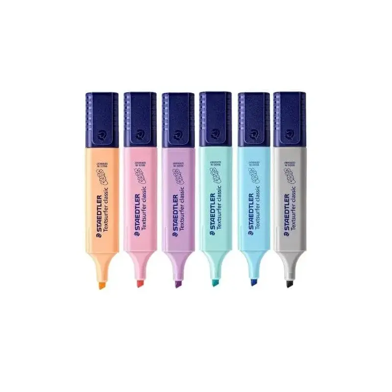 Staedtler Textsurfer Classic 364 Pack de 6 Marcadores Fluorescentes - Secado Rapido - Trazo 1 - 5mm Aprox - Colores Pastel Surti