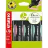 Stabilo Green Boss Pastel Pack de 4 Marcadores Fluorescentes - Fabricado con un 83% de Plastico Reciclado - Trazo entre 2 y 5mm