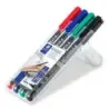 Staedtler Lumocolor 318 Pack de 4 Rotuladores Permanentes - Punta Fina Redonda - Trazo 0.6mm - Capuchon con Clip - Secado Rapido