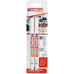 Edding 4085 Pack de 2 Rotuladores de Tiza Liquida - Punta Redonda - Trazo 1-3mm - Olor Neutro - Color Blanco | Ahorro Imprimiend