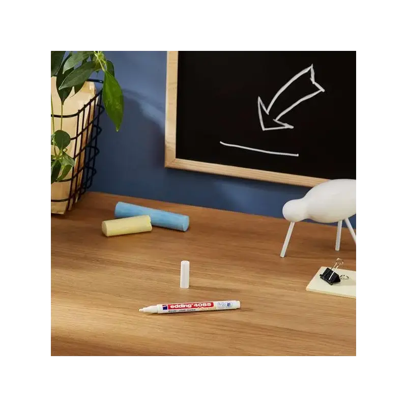 Edding 4085 Pack de 2 Rotuladores de Tiza Liquida - Punta Redonda - Trazo 1-3mm - Olor Neutro - Color Blanco | Ahorro Imprimiend