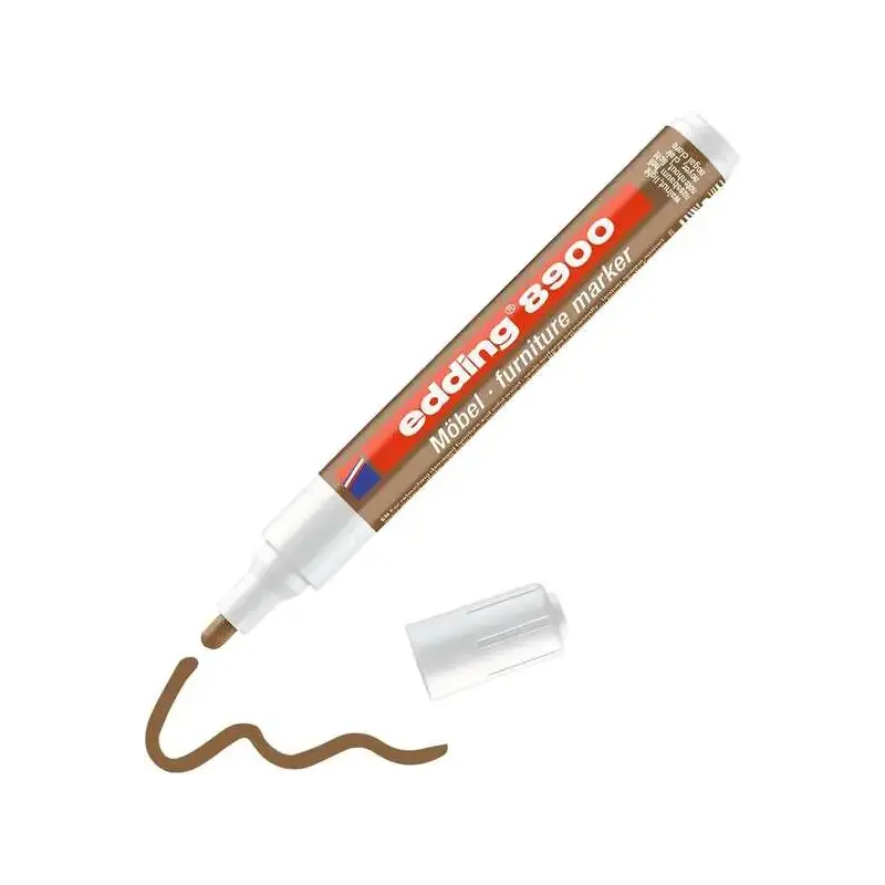 Edding 8900 Rotulador Permanente para Muebles - Punta Redonda 1.5-2mm - Resistente a la Luz - Secado Rapido - Color Nogal Claro