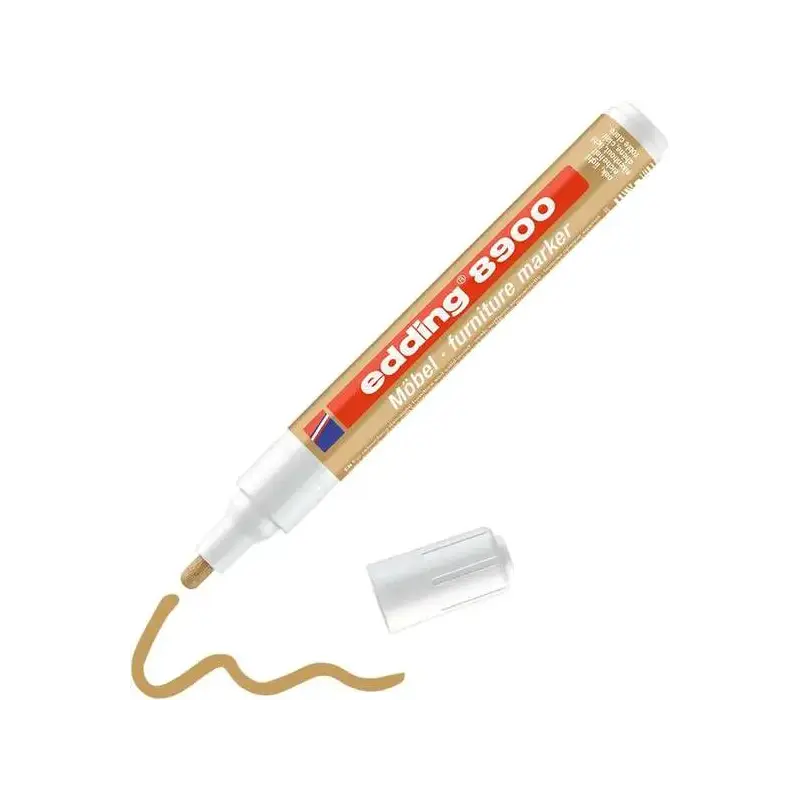 Edding 8900 Rotulador Permanente para Muebles - Punta Redonda 1.5-2mm - Resistente a la Luz - Secado Rapido - Color Roble Claro