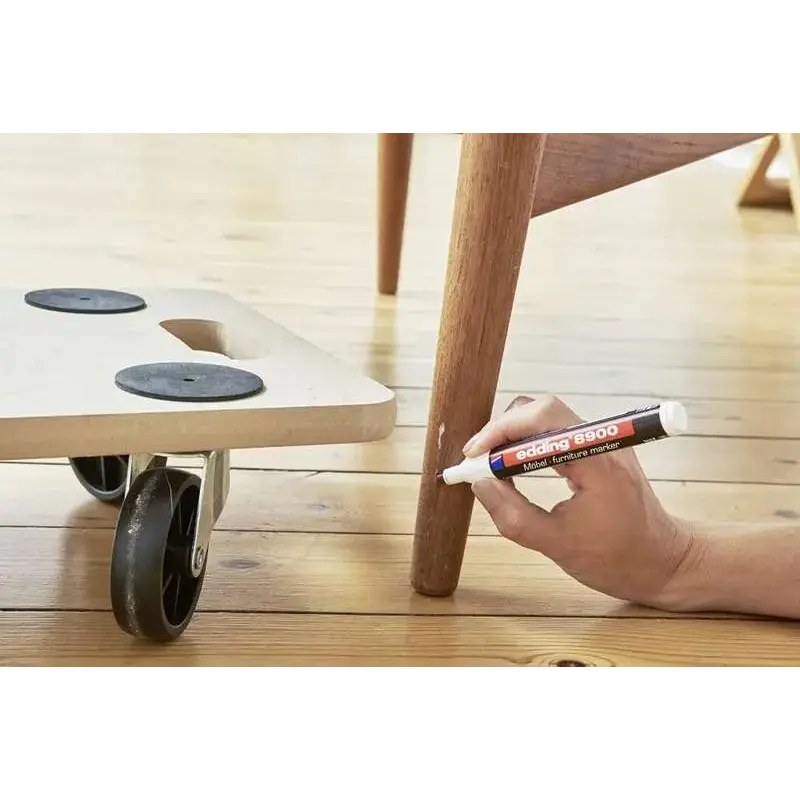 Edding 8900 Rotulador Permanente para Muebles - Punta Redonda 1.5-2mm - Resistente a la Luz - Secado Rapido - Color Nogal Oscuro