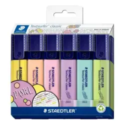Staedtler Textsurfer Classic 364 Pastel Pack de 6 Marcadores Fluorescentes - Secado Rapido - Trazo 1 - 5mm Aprox - Colores Paste