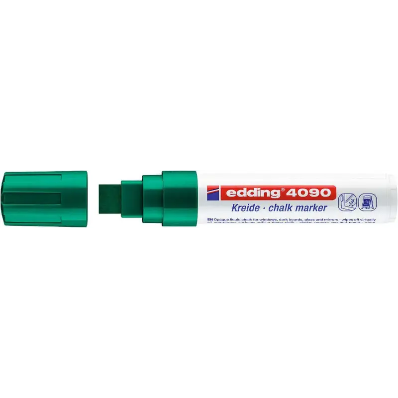 Edding 4090 Rotulador de Tiza Liquida - Punta Biselada - Trazo entre 4 y 15mm - Olor Neutro - Color Verde | Ahorro Imprimiendo