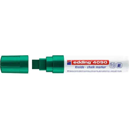 Edding 4090 Rotulador de Tiza Liquida - Punta Biselada - Trazo entre 4 y 15mm - Olor Neutro - Color Verde | Ahorro Imprimiendo