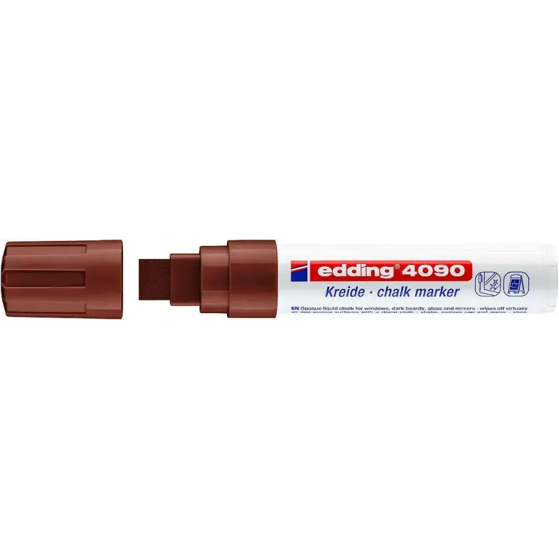 Edding 4090 Rotulador de Tiza Liquida - Punta Biselada - Trazo entre 4 y 15mm - Olor Neutro - Color Marron | Ahorro Imprimiendo