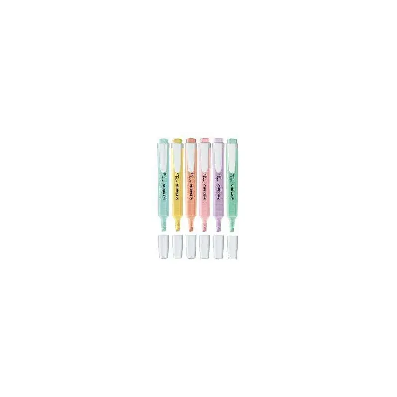 Stabilo Swing Cool Pastel Pack de 6 Marcadores Fluorescentes - Cuerpo Plano - Punta Biselada - Trazo entre 1 y 4mm - Tinta con B