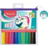 Maped Marker'Peps Pack de 12 Rotuladores para Pizarra Blanca - Punta de Bala 1.5mm - Borrado en Seco - Practica Bolsa con Cremal