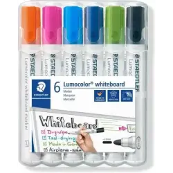 Staedtler Lumocolor 351 Pack de 6 Marcadores para Pizarra Blanca - Secado Rapido - Colores Surtidos | Ahorro Imprimiendo