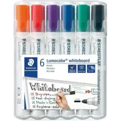 Staedtler Lumocolor 351 Pack de 6 Marcadores para Pizarra Blanca - Secado Rapido - Colores Surtidos | Ahorro Imprimiendo