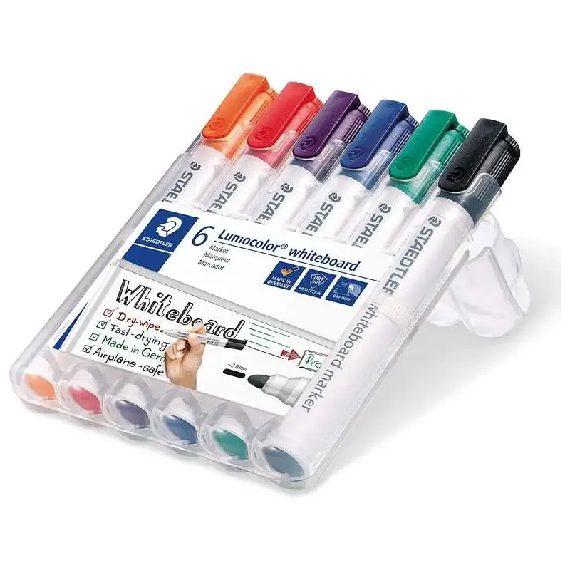 Staedtler Lumocolor 351 Pack de 6 Marcadores para Pizarra Blanca - Secado Rapido - Colores Surtidos | Ahorro Imprimiendo