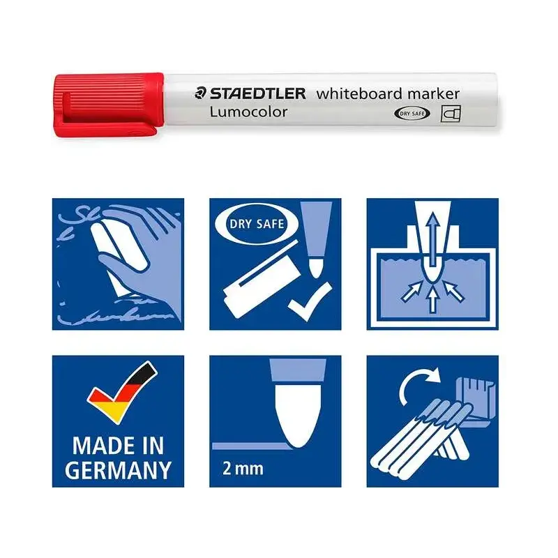 Staedtler Lumocolor 351 Pack de 6 Marcadores para Pizarra Blanca - Secado Rapido - Colores Surtidos | Ahorro Imprimiendo