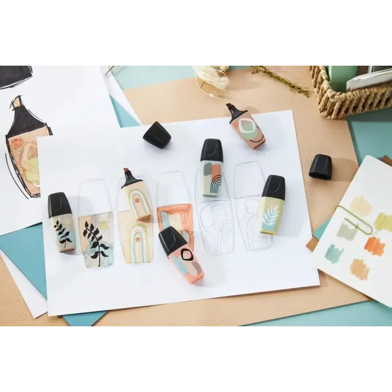 Stabilo Boss Mini Naturevibes Pack de 6 Marcadores Fluorescentes - Trazo entre 2 y 5mm - Tinta con Base de Agua - Antisecado - C