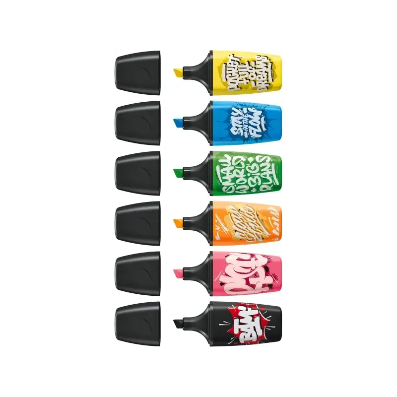 Stabilo Boss Mini by Snooze One Pack de 6 Mini Marcadores Fluorescentes - Trazo entre 2 y 5mm - Tinta con Base de Agua - Antisec