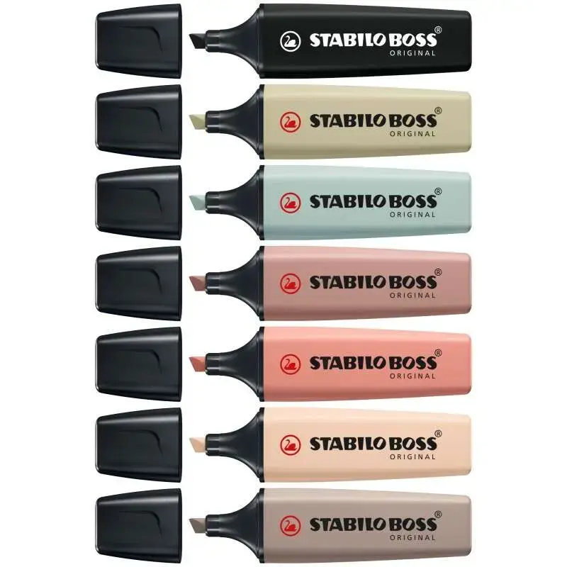 Stabilo Boss Naturecolors Pack de 8 Marcadores - Trazo entre 2 y 5mm - Tinta con Base de Agua - Colores Siena, Beige, Ocre Oscur