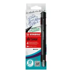 Stabilo Dr!ver Pack de 4 Rotuladores de Punta Media 0.8mm - Tinta a Prueba de Manchas, Inodora y con Base al Agua - Fabricado co