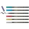 Edding 1340 Brush Pack de 6 Rotuladores - Punta Pincel Flexible - Trazo 1-3mm - Tinta con Base de Agua - Colores Oro, Rojo, Azul