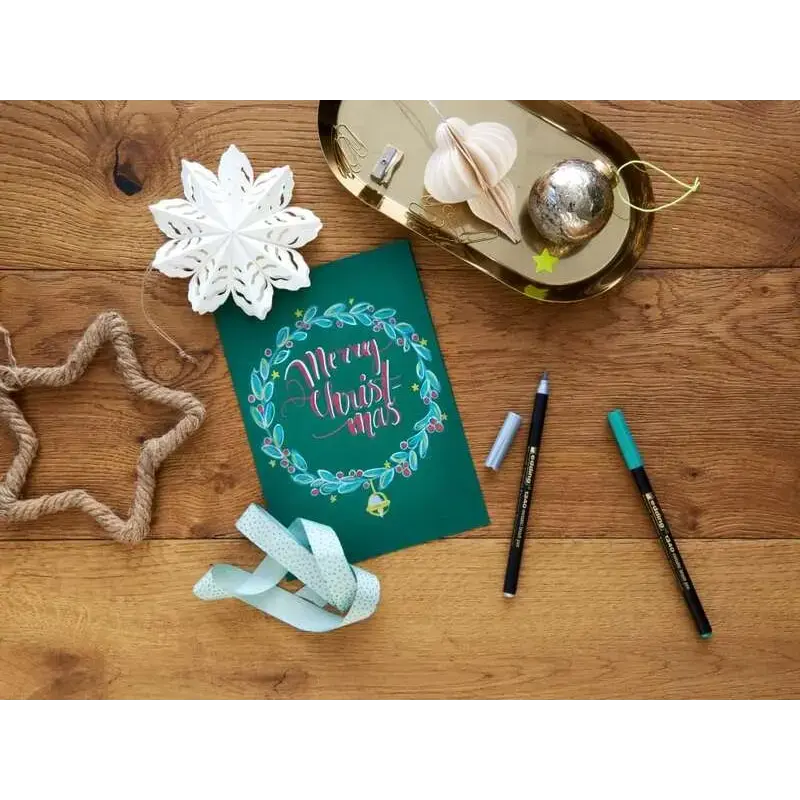 Edding 1340 Brush Pack de 6 Rotuladores - Punta Pincel Flexible - Trazo 1-3mm - Tinta con Base de Agua - Colores Oro, Rojo, Azul