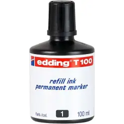 Edding T100 Bote de Recarga para Rotulador Permanente - Capacidad 100ml - Color Negro | Ahorro Imprimiendo