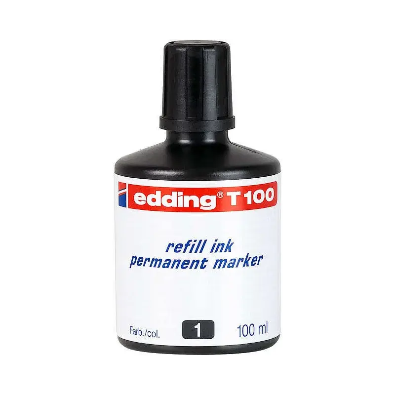 Edding T100 Bote de Recarga para Rotulador Permanente - Capacidad 100ml - Color Negro | Ahorro Imprimiendo