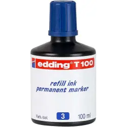 Edding T100 Bote de Recarga para Rotulador Permanente - Capacidad 100ml - Color Azul | Ahorro Imprimiendo