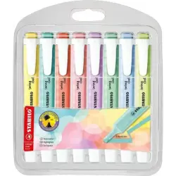 Stabilo Swing Cool Pastel Pack de 8 Marcadores Fluorescentes - Cuerpo Plano - Punta Biselada - Trazo entre 1 y 4mm - Tinta con B