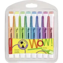 Stabilo Swing Cool Pack de 8 Marcadores Fluorescentes - Cuerpo Plano - Punta Biselada - Trazo entre 1 y 4mm - Tinta con Base de